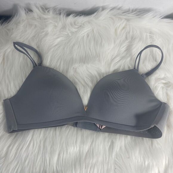 Victoria's Secret No Wire Grey Lightly Lined Bra Sz 36B - Picture 1 of 9
